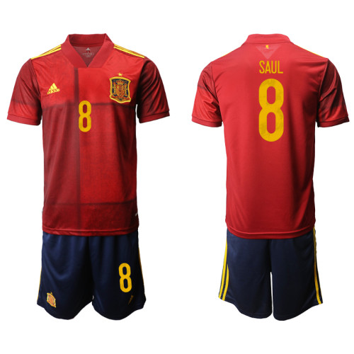 Spain National Soccer Team #8 SAUL NIGUEZ Red Home Jersey